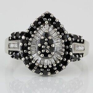 10K White Gold 1 Carat Black & White Diamonds Coacktail Ring